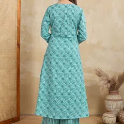 KALINI Women Floral Printed Regular Thread Work Kurta with Palazzos image 5