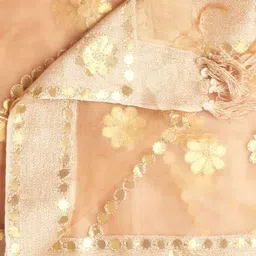 Dupatta Bazaar Beige & Gold-Toned Organza Dupatta with Gotta Patti image 2