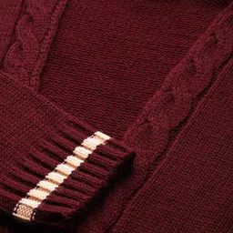 DressBerry Women Maroon Solid Open Front Sweater image 2