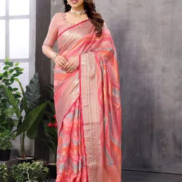 Sidhidata Woven Design Zari Organza Kanjeevaram Saree image 1