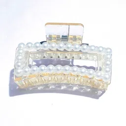 MADHAVWATCH Women Set of 2 Rectangular Shape Beaded Claw Clip image 3