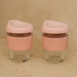 TASKHOUSE Transparent Solid Glass Glossy Cups Set of 2 Cups and Mugs-picture-23