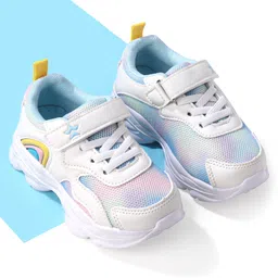 Cute Walk by Babyhug Velcro Closure Sneakers  - White & Blue-image-67