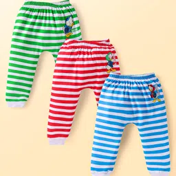 Babyhug Disney Interlock Knit Full Length Diaper Leggings with Donald Duck Graphics Pack of 3 - Blue Red & Green-picture-14