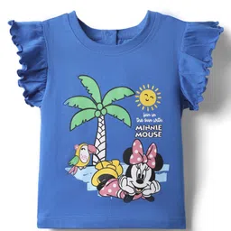 Kookie Kids India Disney Single Jersey Knit Frill Sleeves T-Shirt with Minnie Mouse Beach Graphics - Navy Blue-picture-11