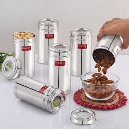 HAZEL Stainless Steel Kitchen Containers 500ml Set of 6 with Transparent See-Through Lids | Airtight Spice & Storage Jars for Kitchen-picture-23
