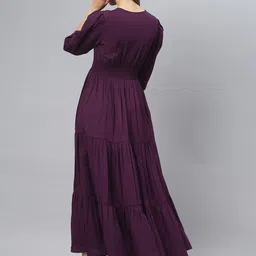 Raiyani Fashion Women Smocked Crepe Wrap Maxi Dress image 3