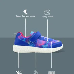 KazarMax Abstract Designed Velcro Closure Shoes - Blue & Pink image 3