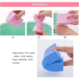 Mihar Essentials Ultra Soft Exfoliating Sponge Soft Bath Scrubber For Kids Body Scrub - Multicolor(Pack Of 2) image 3