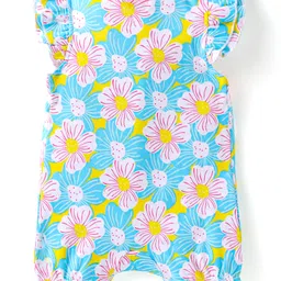 Babyhug Interlock Knit Half Sleeves Rompers With Floral & Polka Dot Print Pack of 2 - Dark Pink & Light Green image 3