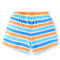 Babyhug 100% Cotton Single Jersey Knit Trunk With Stripes & Dino Print Pack Of 3 - Orange & Light Blue image 3