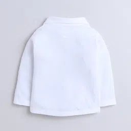 BUMZEE Cotton Woven Full Sleeves Solid Color Shirt with Checked Pant & Suspender Cap Set - Navy Blue & White image 3