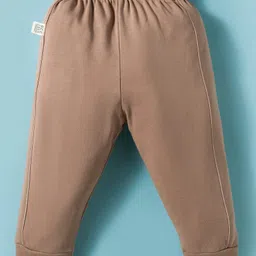 Ollypop Interlock Knit Full Sleeves T-Shirt and Joggers Set with Animal Patch Embroidery - Beige & Tan image 4