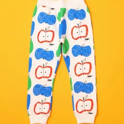 Anthrilo Fleece Knit Fruits Printed Winter Joggers - White image 5