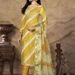 SAINOOR Embellished Pure Cotton Semi-Stitched Dress Material image 4