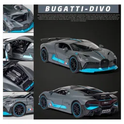 Magicwand 1:32 Scale Die-Cast Metal Divo with Openable Doors,Pull Back Action,Working Headlights & Tail Lights 3 Yrs & Up Pack of 1 Grey image 5