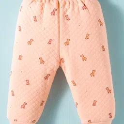 Tango Knit Full Sleeves Hooded Night Suit With Animal Print - Orange image 5