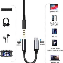 Oaky Braided USB C to 3.5 mm Audio Adapter for Huawei Mi Moto Z iPad Pro 2018 MacBook Pro, Google Pixel 3 2 XL, HTC U12 U11, Moto Z3 Z2, Samsung Smartphones with Realtek Chip/Hi-res/DAC (Grey) image 3