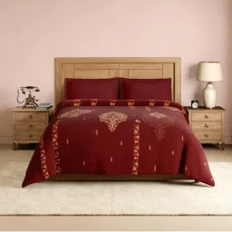 SPACES Kashida 100% Cotton Ornate Print Double Quilt - Dark Red-image-7