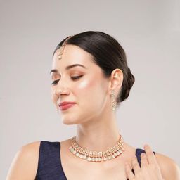 VATSALYA creation Rose Gold-Plated Artificial Stone Studded Jewellery Set-picture-39