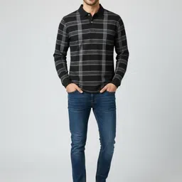 FASHIUM Men Checked Polo Collar T-shirt image 3