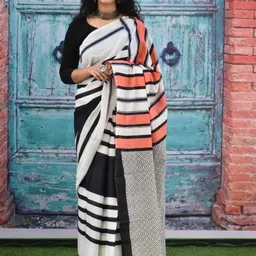 Pinkcity Trade World Colourblocked Pure Cotton Ikat Saree-picture-32