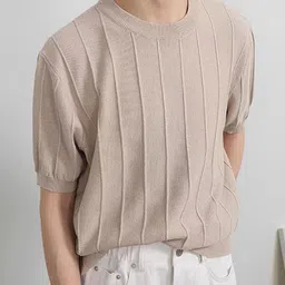 StyleCast x Revolte Men Self Design Round Neck T-shirt image 1