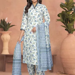 RUNAYA NX Women Floral Printed Kurti with Trousers & Dupatta-picture-16