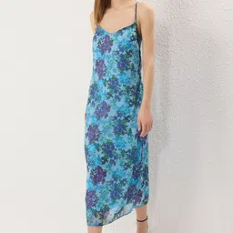 Trendyol Shoulder Straps Floral Print A-Line Midi Dress-picture-18