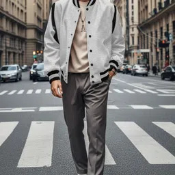 HERE&NOW Men Striped Bomber with Patchwork Jacket-picture-33