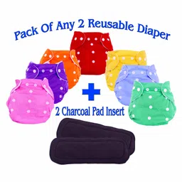 The Little Lookers Adjustable Cotton Diaper With Charcoal Pad Insert Pack Of 2 ( Colour May Vary)-picture-23