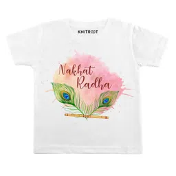 KNITROOT Natkhat Radha Basuri Print Half Sleeves Tee - White-picture-27