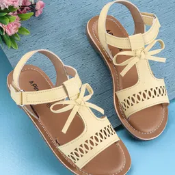 Pine Kids Party Wear Sandals Bow Appliques - Yellow-picture-10