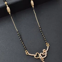 MEIRA JEWELLERY Gold-Plated Cubic Zirconia Studded & Artificial Beaded Mangalsutra-image-55