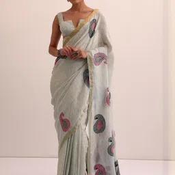 Jinal & Jinal Ethnic Motifs Woven Design Zari Saree image 5