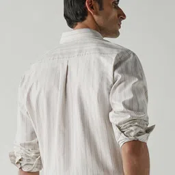 Reid & Taylor Men Comfort Fit Vertical Striped Spread Collar Pure Cotton Formal Shirt image 5