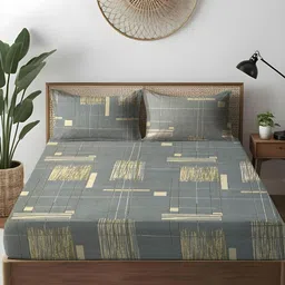 WEAVE AND DECOR Grey Printed 300 TC Microfiber 1 Queen Fine Bedsheet Set-2.5m x 2.24m-image-39