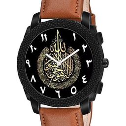 CSAMON Men Printed Dial & Straps Analogue Watch C1004BLK Islamic NUM08 TAN Chikni L-picture-5