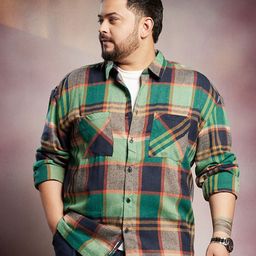 Instafab Plus Checked Comfort Spread Collar Cotton Shirt-picture-10