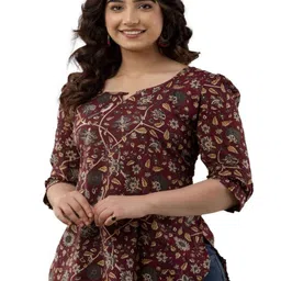 Fasnesio Floral Print Cotton Regular Top image 2