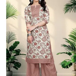 ZELZIS Women Floral Printed Regular Pure Cotton Kurta with Palazzos-image-22