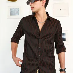 Campus Sutra Men Comfort Printed Spread Collar Slim Fit Casual Shirt-image-30