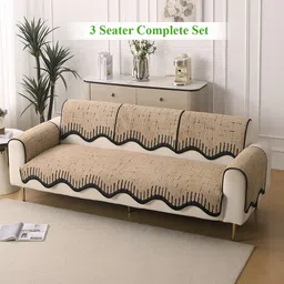 HOKIPO Brown Luxruy Supple Sofa Wavy Mat 3 Seater Complete Set-picture-24