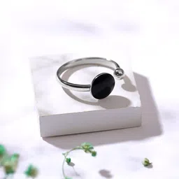 Yellow Chimes Rhodium Plated Textured Adjustable Pearls Finger Ring image 1