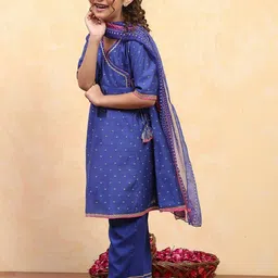 Biba Girls Ethnic Motifs Printed Angrakha Kurta with Trousers & With Dupatta image 4
