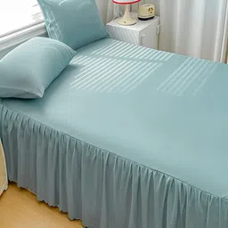 JC HOME Blue 140 TC Fitted Super King Bedsheet Set 2 m x 2.20 m image 5