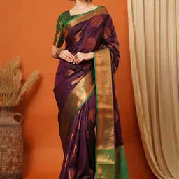 yourwish Woven Design Zari Silk Blend Kanjeevaram Saree-picture-28