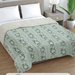 Myntra Elegant Homes Green Floral Printed Reversible AC Room 350 GSM Double Bed Comforter-image-46