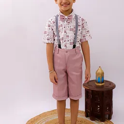 BAESD Boys Printed Short Sleeves Shirt With Shorts & Suspenders-picture-39