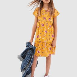 GAP Girls Floral Printed Tiered Round Neck Fit & Flare Dress-picture-43